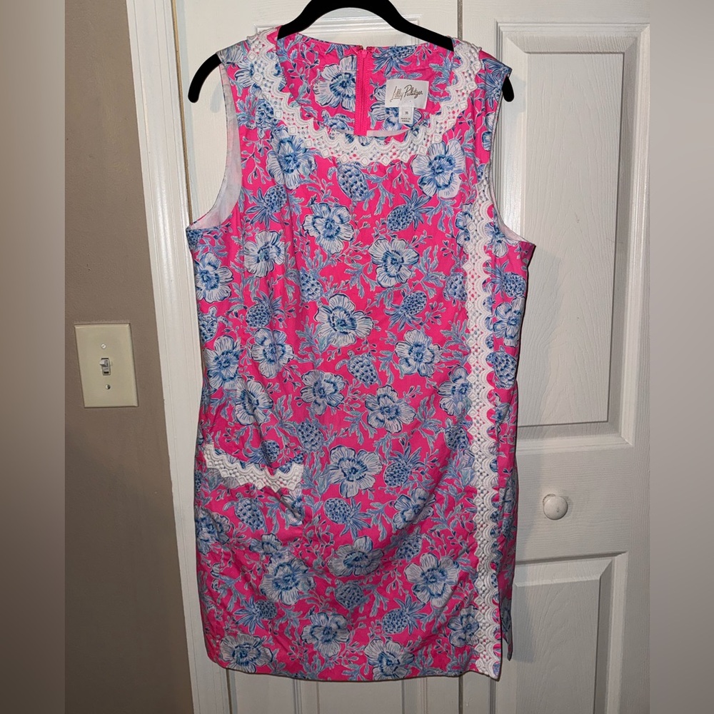 Lilly Pulitzer Ginge Shift Romper Dress Roxie Pink Wave N Sea Size 16